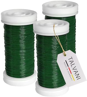 TALVANI Blumendraht Grün, 100m x 0,35mm, Bindedraht für Garten, Floristik und DIY-Projekte, Stabil und Flexibel - 3 Stück Myrthendraht