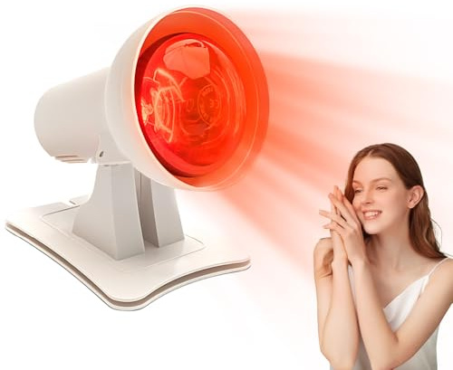 WDKXCN Lampe Infrarouge Chauffante, 150W Lampe Infrarouge avec 4 Niveaux de Chaleur et 3 Options de Minuterie, Lumière Rouge Thérapie, Angle Réglable pour la Luminothérapie