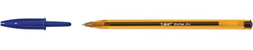 BIC Cristal Original Fine, Boligrafos Punta Fina (0.8mm), Óptimo para Uso Escolar y de Oficina, Caja de 50 Unidades, Azul