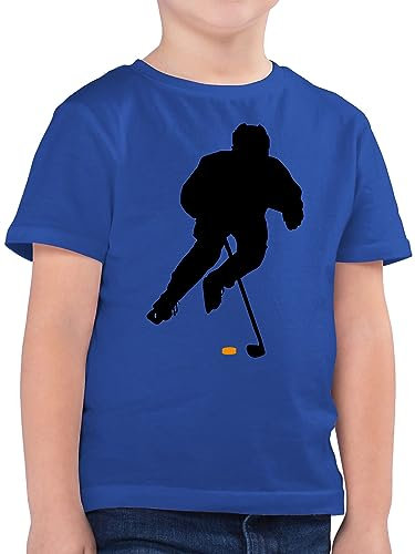 Kinder T-Shirt Jungen - Sport Kleidung - Eishockey Spieler - 140 (9/11 Jahre) - Royalblau - Tshirt Sportshirt 25. Geburtstag Shirt Kindershirt Shirts Junge für