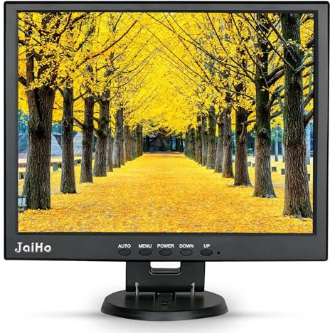 JaiHo 14 Zoll CCTV Monitor Audio Video Display, 4:3 1024x768 Kleiner PC Bildschirm mit HDMI/VGA/BNC/AV/USB LCD Monitore für House Überwachungs Kamera PC DVD DVR Raspberry Pi