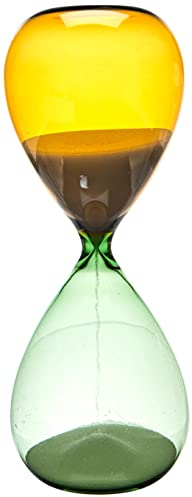 TFA Dostmann Sanduhr orange-grün, 18.6009.02.41, 15 Minuten Laufzeit, Hourglass, Zeitmesser, Dekoobjekt, aus Glas, Sand, (L) (B) 73 x (H) 190 mm