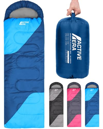 Active Era Saco de Dormir Mujer Adulto Premium 250gr. Resistente al Agua, Ligero y Transpirable. 3-4 Estaciones, 0 °C a 15 °C, Cremallera Anti-Enganche con Bolsa de Viaje - Saco de Dormir Ultraligero