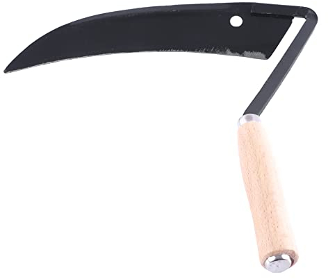 Bauster® Hochwertige Kososichel, Sichelsensen, Scharf Sickle, 32 cm Handsensen, kleine Sensen, Trimmer, Grasschneider, Holzgriff, Sichel Geschmiedet zum Mähen von Gras Gartenpflege