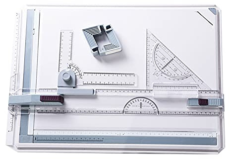 VALINK Juego de tablas de dibujo, mesa de dibujo multifunción A3, sistema de medición ajustable, ángulo paralelo, tablero de dibujo de movimiento, con transportador, localizador de papel, regla