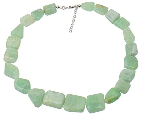 ELEDORO echter grüner Mondstein Halskette Collier für Damen aus Silber 925 48cm