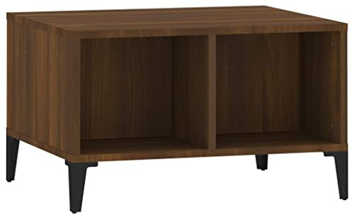 vidaXL Mesa de Centro Madera contrachapada marrón Roble 60x50x36,5 cm