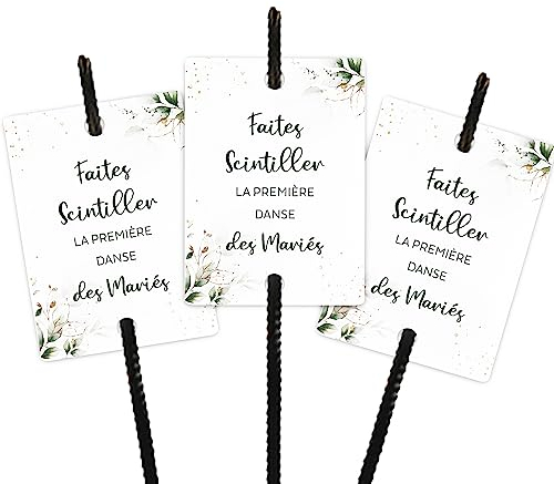 50Pz Etichette Regalo Scritte Francesi Etichette per Scintille Luminose Matrimonio Bastoncini Luminosi Fluorescenti Decorazioni Nuziali Anniversario Natale Candele Feste Compleanno (A)