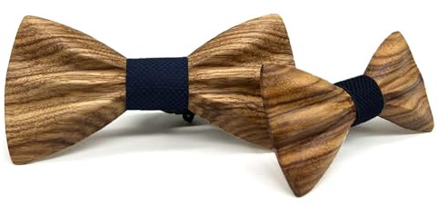 HZQIFEI Ensemble de Nœuds Papillon Père-fils, 2 Pièces Nœud Papillon Bois Homme Enfant Réglable pour les Soirées, Fêtes, Mariages, Cérémonies