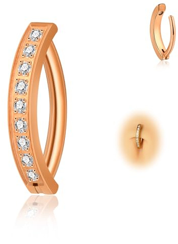 Candyfancy Piercing per ombelico Clicker in Titanio 14G, Antiallergico, Nero, 10mm/12mm, con Zirconia, Piercing per ombelico, Piercing per addome, Gioiello per il corpo, per Donna e Uomo, 12