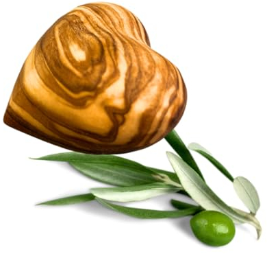 Olivenholz Herz Handschmeichler - Liebeszeichen und Glücksbringer aus gemasertem naturbelassenem Olivenholz als Geschenk für Jubiläum, Valentinstag, Hochzeit, Geburtstag, Muttertag - Made in Germany