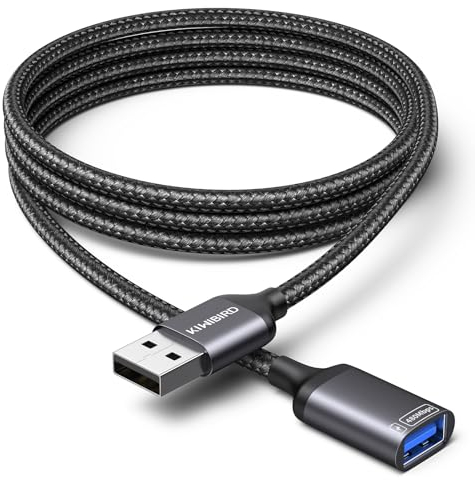 KiwiBird USB Verlängerung Kabel 2m, USB Verlängerungskabel A Stecker auf Typ A Buchse Extension Extender Cable für Strom und Daten Kompatibel mit Maus Tastatur Webcam Kamera PS5 PC Laptop Mac Drucker