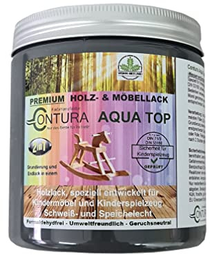 Contura Lack für Kinderspielzeug Glänzend Möbellack 2in1 Buntlack 250ml DIN EN71-3 Holzlack Kindermöbel Farbe Holzfarbe Innen und Außen (RAL 6034 Mintgrün, 250ml.)