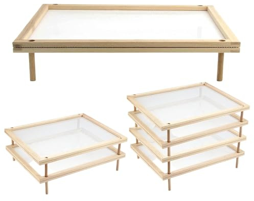 Wooden Pasta Drying Rack - Dehydrated Food Dryer Stackable Mesh Removable Seasoning Drainer | Open Fruit Storage, Space Saving, Air Circulation, Baking Organizer