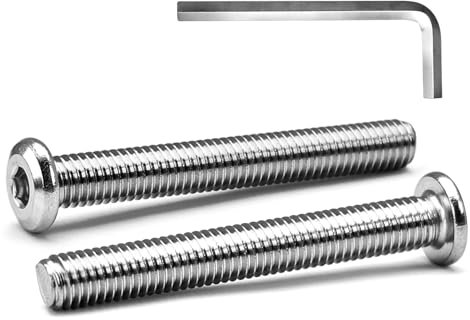 MINHER M8 x 60mm 20Pcs Cabeza plana Tornillos de cabeza hueca hexagonal Pernos,Pernos para muebles, Acero inoxidable A2 V2A,Rosca completa (con Llaves Allen)