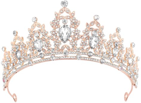 DRESHOW Couronne d'anniversaire pour Femmes Tiare de Cristal pour Filles Accessoires de Cheveux Tiare de Mariage Couronne de Princesse Pailletée Serre-tête de Fête Diadèmes pour Femme