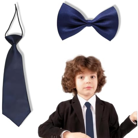 COYUN Fliege Kinder Jungen mit einstellbarem Band,Kinder Krawatte und Fliege Set Fliege und verstellbare Vorbindung für Jungen, perfekt für Abschlussfeiern Anzug festlich (Navy blau)