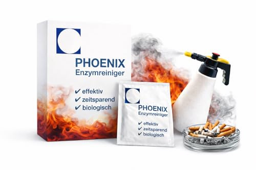 Nikotingerlukt borttagare nikotinborttagare cigarettykt brandlukt borttagare Phoenix enzymrenare 1 x 20 g resulterar i 1,0 l – 1,5 l enzymrenare (5, 20 g)