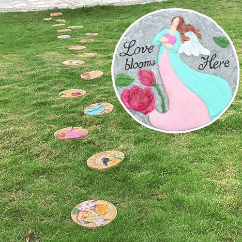 SBJKLYRN Pietra calpestabile da Giardino， Decorazione Circolare da Giardino Vibrante, Pietra Decorativa for Interni tridimensionali o pavimentazione for Cortili(Style2,1PC)