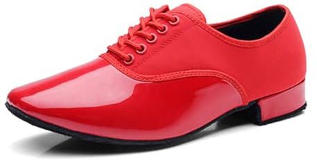 sekiueo Zapatos De Baile para Hombre Zapatos De Baile Latino Salsa Baile De Salón Suela De Cuero para Vals En Interiores,Rojo,41 EU