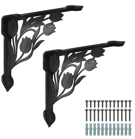 SUPERDANT 2 Pack Decorative Metal Shelf Brackets for Wall Shelving