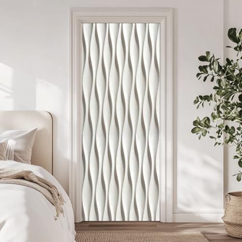arricraft 2 Stück Selbstklebender 3D Türaufkleber 31.5X78.7 Türwandaufkleber Mit Gewebter Textur Im Abstrakten Kunststil Aus PVC Abnehmbare Tapete Zur Dekoration von Schlafzimmern Und Wohnzimmern