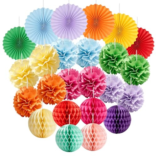 Xinjiayi 24 bolas de panal de abeja coloridas, papel decorativo