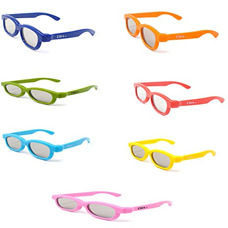 Ultra Rainbow Pack mit 7 Paar Passiven 3D-Brillen für Kinder zur Verwendung mit Allen Passiven Fernsehern Kino-Projektoren und RealD-Filmen Kreisförmig Polarisiert, 3D-Brillen