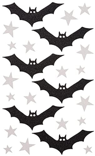 RICO DESIGN GmbH & Co. KG Glitter Sticker Fledermäuse mit Sternen Schwarz / Weiß 1 Blatt