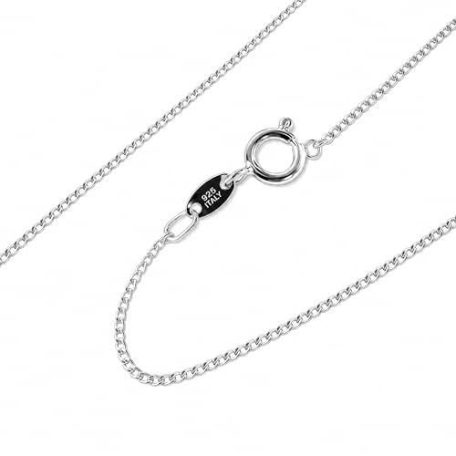 SilverAmber Jewellery UK - 925 Sterling Silver 14 Inch Delicate Italian Curbs - 0.52 mm Thin Chain Necklace - GCH00514