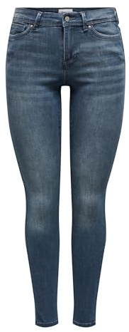 Only ONLWAUW Life Mid SK DNM BJ777 Noos, Jeans Mujer, Blue Black Denim/Detail:BJ777, S/32