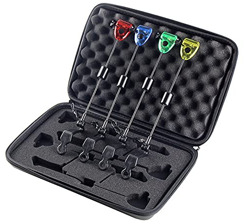 RainbowBeauty 4pcs pêche Morsure d'alarme Swinger Conduit indicateur Lumineux Carpe pêche échangistes cintres Bobouches 4 Couleurs pièces de pêche Outils dans Une Affaire zippée