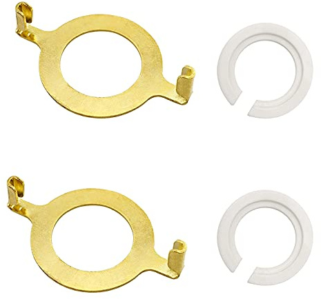 ECUDIS 2 Pcs Uno Lamp Harp Saddle Adapter Converter for E27 Sockets 1.65 Inch and 2 Pcs Uno Lamp Shade Reducing Rings E27 To E14 Adapter (Brass)
