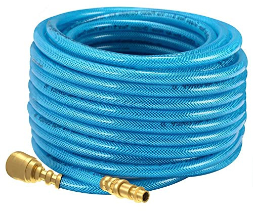 Manguera de aire comprimido de 15 metros, conexión fácil y rápida, compresor de 15 bar, conexión de 1/4 pulgadas, reforzada, conexión flexible, resistente a las vibraciones y a la corrosión