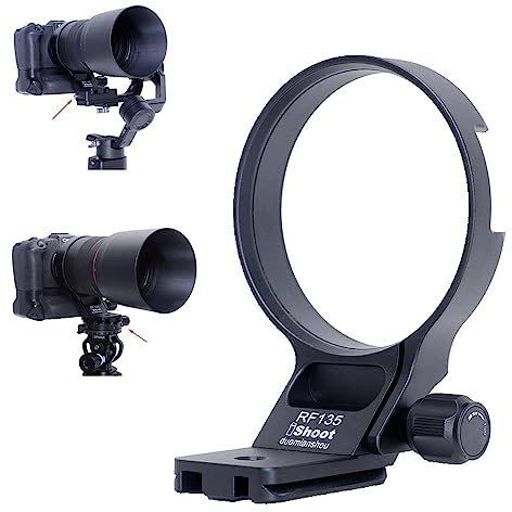 iShoot Metal Lens Collar Tripod Mount Ring Compatible with Canon RF 135mm f/1.8 L IS USM & Arca Fit Stabilizer, Lens Support Holder Bracket Bottom is Arca-Swiss Fit Quick Release Plate Dovetail Groove