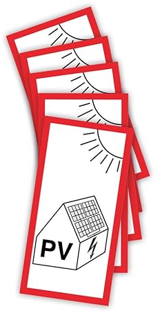 5 Stück – Aufkleber PV-Anlage Hinweis „Photovoltaik-Anlage“ Schild Folie selbstklebend | 10x20cm Made in Germany