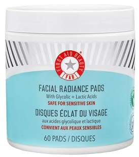 First Aid Beauty Facial Radiance Pads – Daily Exfoliating Pads with AHA (Glycolic + Lactic Acids) that Help Tone & Brighten Skin – Compostable for Daily Use, 60