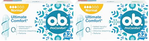 O.b. Assorbenti Interni, ProComfort Normal, Flusso Normale da Medio a Intenso, Tamponi Inserimento e Rimozione Facile, 1 Confezione da 64 pz