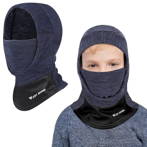 AYPOW Cagoule d'hiver Thermique pour Enfants 6-13Ans, Multifonction Coupe Masque de Ski Cyclisme, Casquette Bonnet Chapeau avec Cache-Cou, pour Garçons et Filles Sports d'hiver en Plein Air