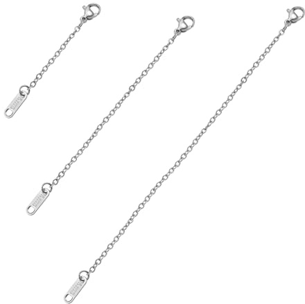 TOAOB 3 stycken kedjeförlängning rostfritt stål silver smycken förlängningar halsbandsförlängningar armband förlängningskedja 5 cm 10 cm 15 cm för smyckestillverkning