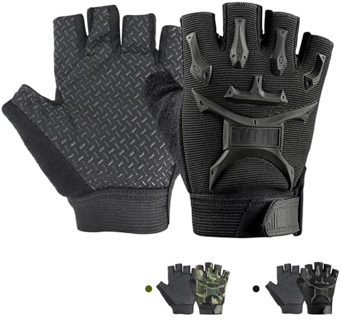 CubePlug barn halvfinger fingerlösa cykelhandskar – andningsbara, halkfria, stötsäkra, UV-skydd barnvantar – perfekt för utomhussport, träning, klättring, skateboard (svart, XL)