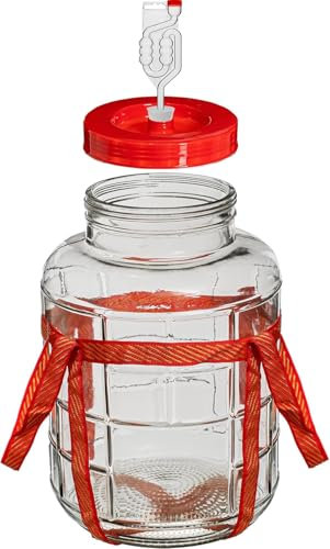 lilawelt24 12L Gärballon| Gärbehälter Weinballon Glasballon+Gäraufsatz für Wein Bier Maische|Vorratsglas für Gurken, Aufbewahrung, Aufbewahrungsglas Glasflasche Glasballon Glasgärballon Vergärung