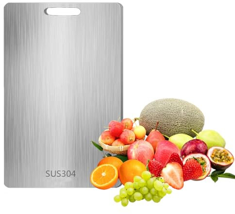 Tagliere in acciaio inossidabile in titanio, doppio lato, senza BPA, Premium per cucina e campeggio