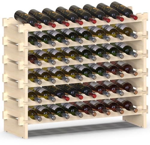 BAKAJI Cantinetta Portavino in Legno con 48 Scomparti Porta Bottiglie di Vino, Champagne, Portabottiglie da Terra, Cantina Angolo Bar per Salotto, Cucina, Bistrot, Ristorante 90 x 30 x 81 cm