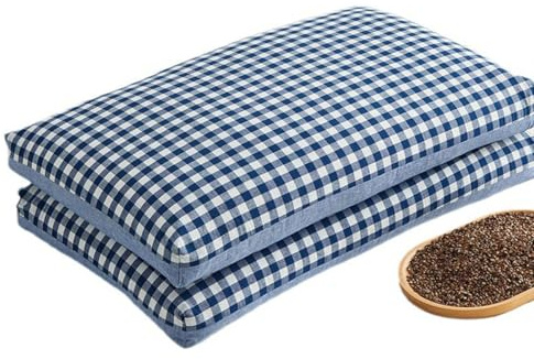 Cuscino di grano saraceno con federa (confezione da 2), cuscino cervicale di grano saraceno per chi dorme di lato, cuscini di grano saraceno per dormire con un supporto rigido, cuscino regolabile