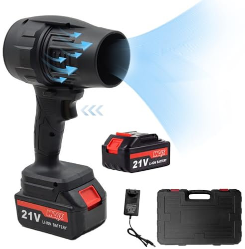 Minisoplador de hojas con 2 baterías de 21 V de gran capacidad, ventilador portátil para secadora de coche, para limpieza de terrazas,