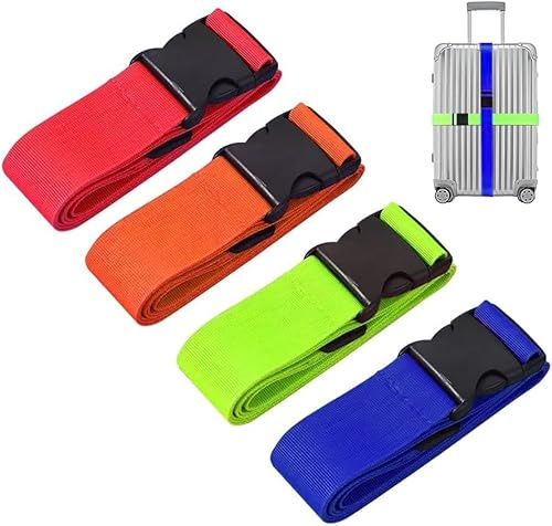 FFWTPY Correas Ajustables Maleta Equipaje Cintas Seguridad Viaje Identificador Etiquetas Colores Brillantes Hebilla Resistente