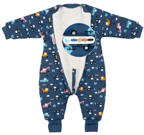 ZIGJOY 2.5 Tog Baby Sleeping Bag with Legs & Long Arms Sleeves Winter Sleep Suit with Feet Toddler Sleep Sack 100% Cotton Wearable Blanket with Foldable Foot Covers for 12-24 Months Boy Girl