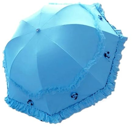 CEHJZQRPL Paraguas de Encaje Paraguas de Lluvia con Encaje de Flores for Mujer, Resistente al Viento, con protección Solar UV, for niñas, Princesas, Bodas(Blue)