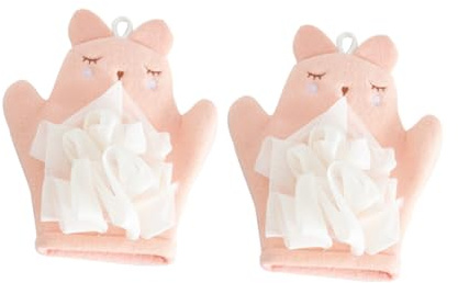 Cabilock 2 pièces Moufles de bain double face exfoliantes et durables avec corde pratique accessoires bain pour garçon et fille